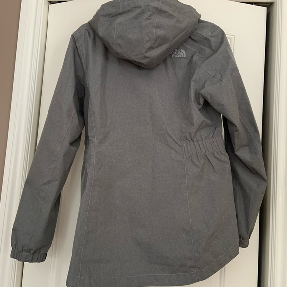 Barely used, grey North Face rain jacket. Hood folds in. - Picture 2 of 4